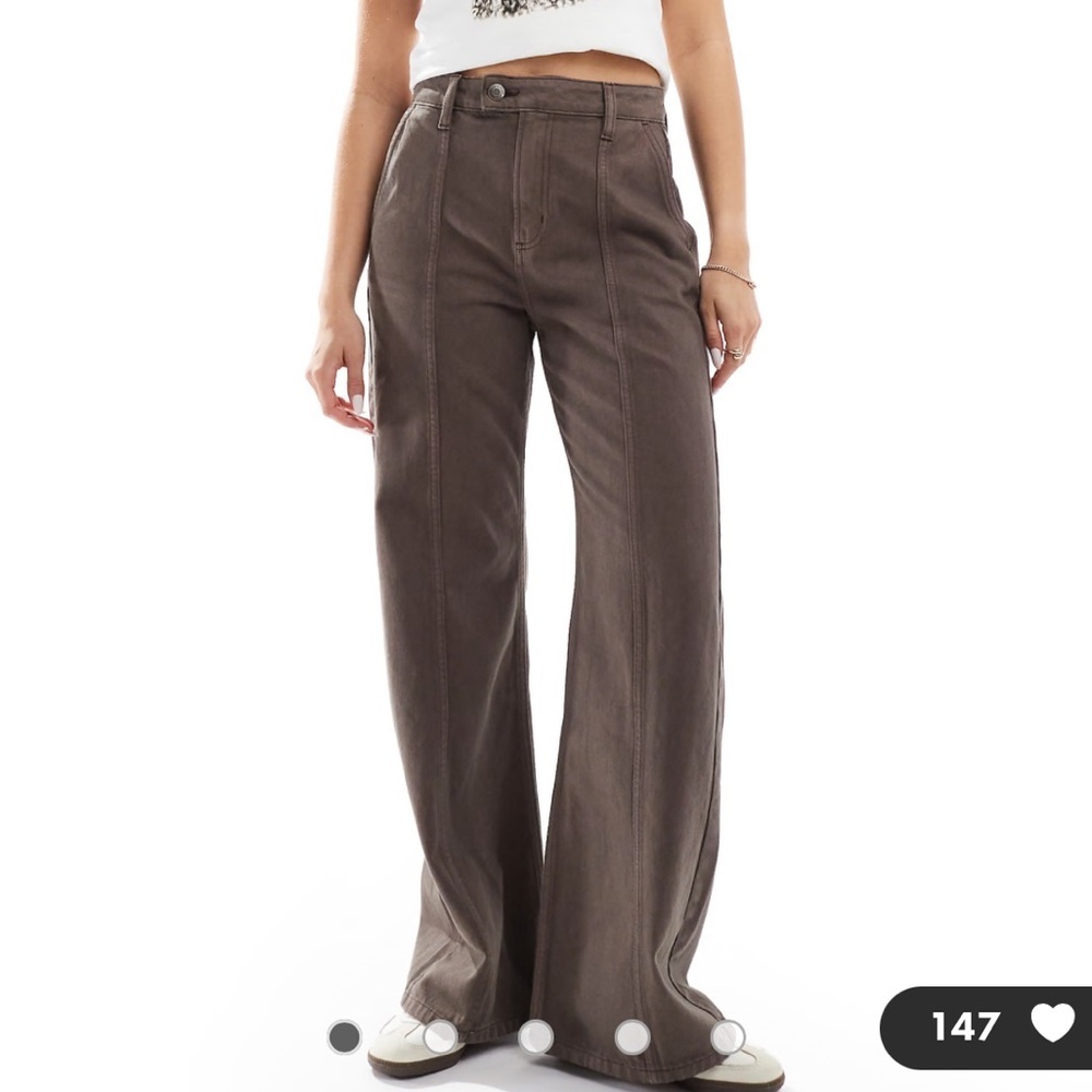 Cotton On Women Seam Wide Leg Dark Brown Baggy Jeans Size 26